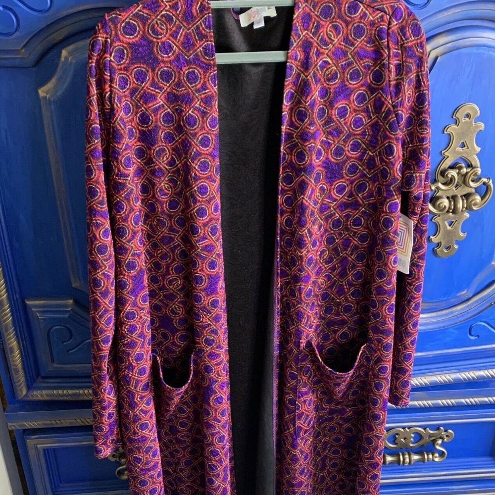Nwt! Lularoe Purple Circle Sarah Duster Medium - Picture 1 of 3